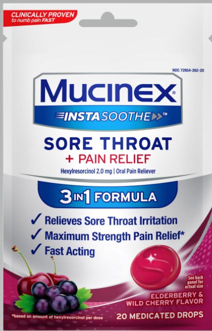 MUCINEX InstaSoothe Sore Throat  Pain Relief  Elderberry  Wild Cherry